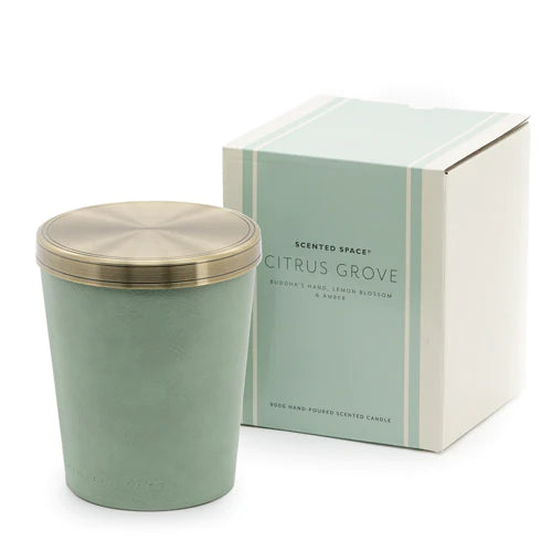 Leather Candle Citrus Grove 900g by Scented Space on Sale