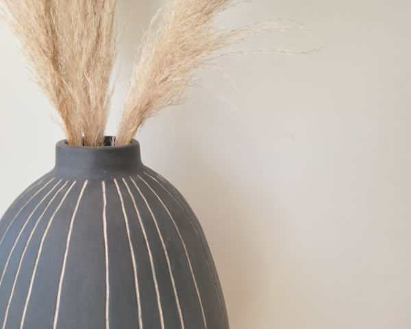 Grey and Black Stoneware Vase Hot on Sale