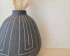 Grey and Black Stoneware Vase Hot on Sale