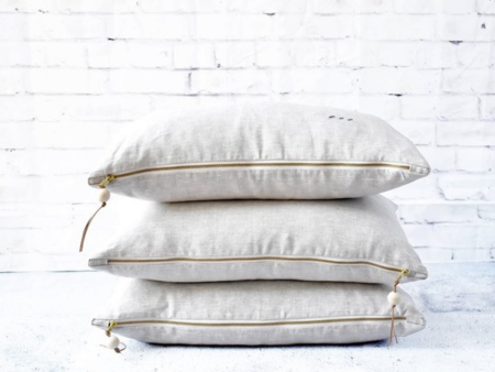 Oatmeal Lumbar Linen Cushion For Sale