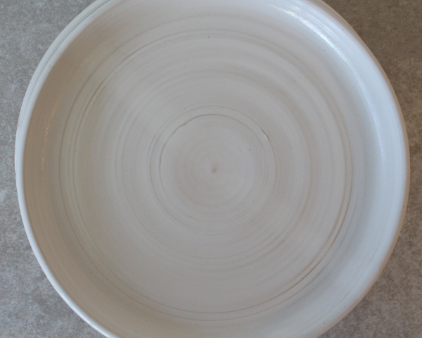 10” Handmade Ceramic Serving Plate in White Moonstone For Cheap