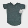 Girls | LuLaRoe Gracie Top | 4 (3-4) | Green Black Brushed Pattern | NWT Online Sale