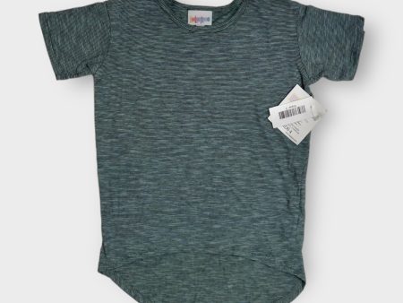 Girls | LuLaRoe Gracie Top | 4 (3-4) | Green Black Brushed Pattern | NWT Online Sale