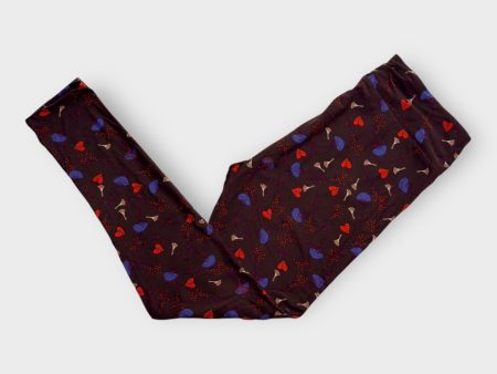 LuLaRoe Leggings | TC (12-18) | Brown Base w  Mushroom Print | Soft Stretch | New For Discount