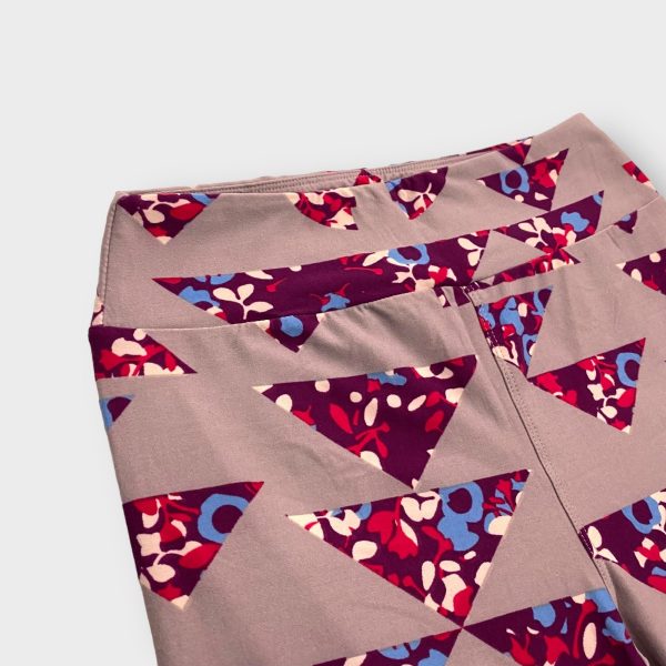 LuLaRoe Leggings | OS (2-10) | Gray Purple Abstract Triangles | Buttery Soft | New Fashion