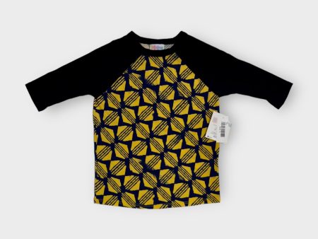 Kids | LuLaRoe Sloan Top | 4 (3-4) | Yellow Black Blue Abstract | 3 4 Raglan Sleeves | NWT Online Hot Sale