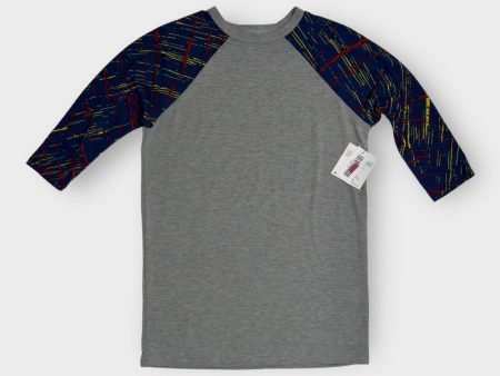 Kids | LuLaRoe Sloan Top | 14 (14-16) | Gray Blue Abstract | 3 4 Raglan Sleeves | NWT Cheap