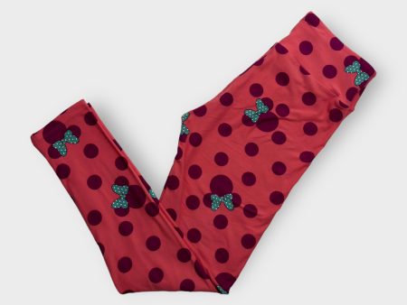 LuLaRoe Disney Leggings | OS (2-10) | Pink Purple Polka Dot Minnie Mouse | New Discount