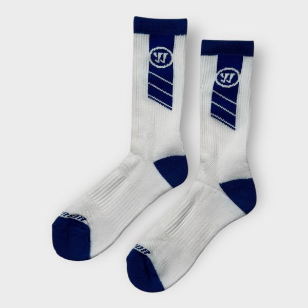 Warrior Lacrosse Game Day Crew Socks | 2-Pair Medium (7.5-9) | Blue White Stripe | New For Cheap