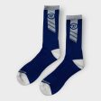 Warrior Lacrosse Game Day Crew Socks | 2-Pair Medium (7.5-9) | Blue White Stripe | New For Cheap