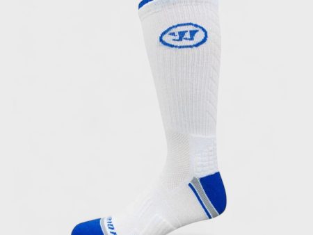 Warrior Lacrosse Fast Break Crew Socks | 1-Pair Large (9-12.5) | Blue White Stripe | New Sale