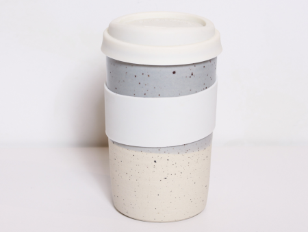 ToGo Tumbler - Grey and White - 18 oz - White Sleeve and Lid Online Sale