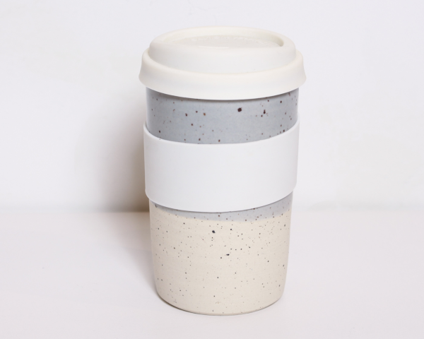 ToGo Tumbler - Grey and White - 18 oz - White Sleeve and Lid Online Sale