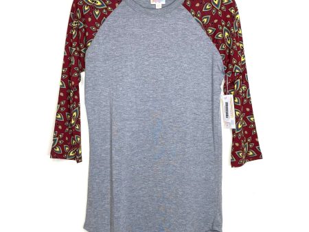 LuLaRoe Unisex XXS Red Gray Randy Heather Floral Raglan T-Shirt ¾ Sleeves NWT For Cheap