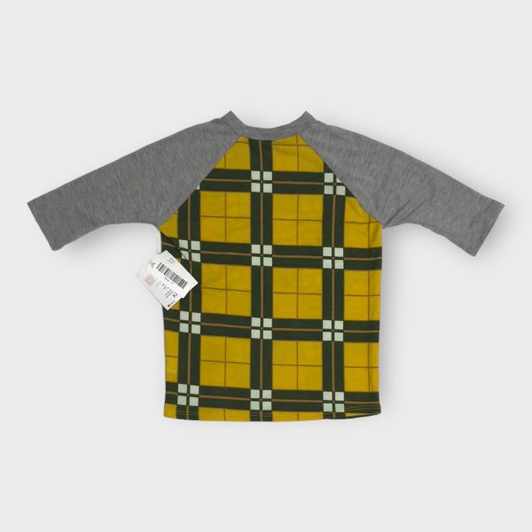 Kids | LuLaRoe Sloan Top | 4 (3-4) | Gray Yellow Plaid | 3 4 Raglan Sleeves | NWT For Cheap