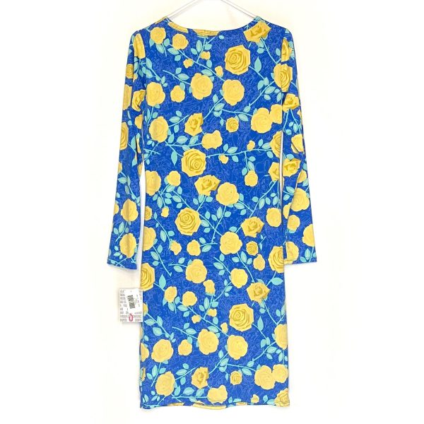 LuLaRoe Womens S Debbie Yellow Blue Floral L s Sheath Dress NWT For Discount