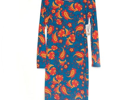 LuLaRoe Womens XS Debbie Orange Red Blue Paisley Floral Dress NWT Hot on Sale