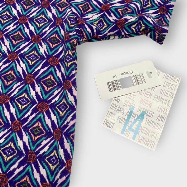 Girls | Lularoe Gracie Top | 14 (14-16) | Blue Green White Geometric | NWT For Cheap