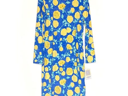 LuLaRoe Womens S Debbie Yellow Blue Floral L s Sheath Dress NWT For Discount