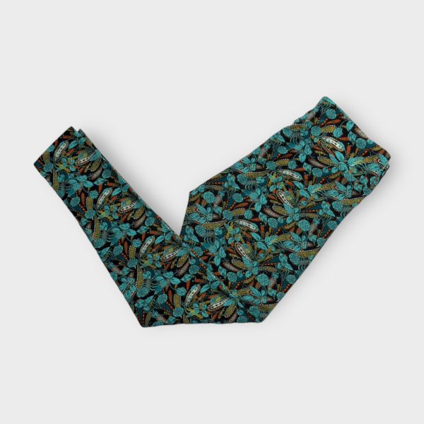 LuLaRoe Leggings | Tall & Curvy (12-18) | Black Teal Floral Pattern | Soft Knit | New Online Sale