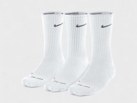 Nike Mens Dri-FIT Crew Socks | 3-Pair Large (8-12) | White Cushioned | New Online now