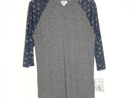 LuLaRoe Unisex S Gray Blue Randy Digital Floral Raglan Top ¾ Sleeves NWT Hot on Sale