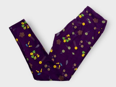 LuLaRoe Leggings | OS (2-10) | Purple Botanical | Buttery Soft | New For Sale