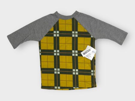 Kids | LuLaRoe Sloan Top | 4 (3-4) | Gray Yellow Plaid | 3 4 Raglan Sleeves | NWT For Cheap